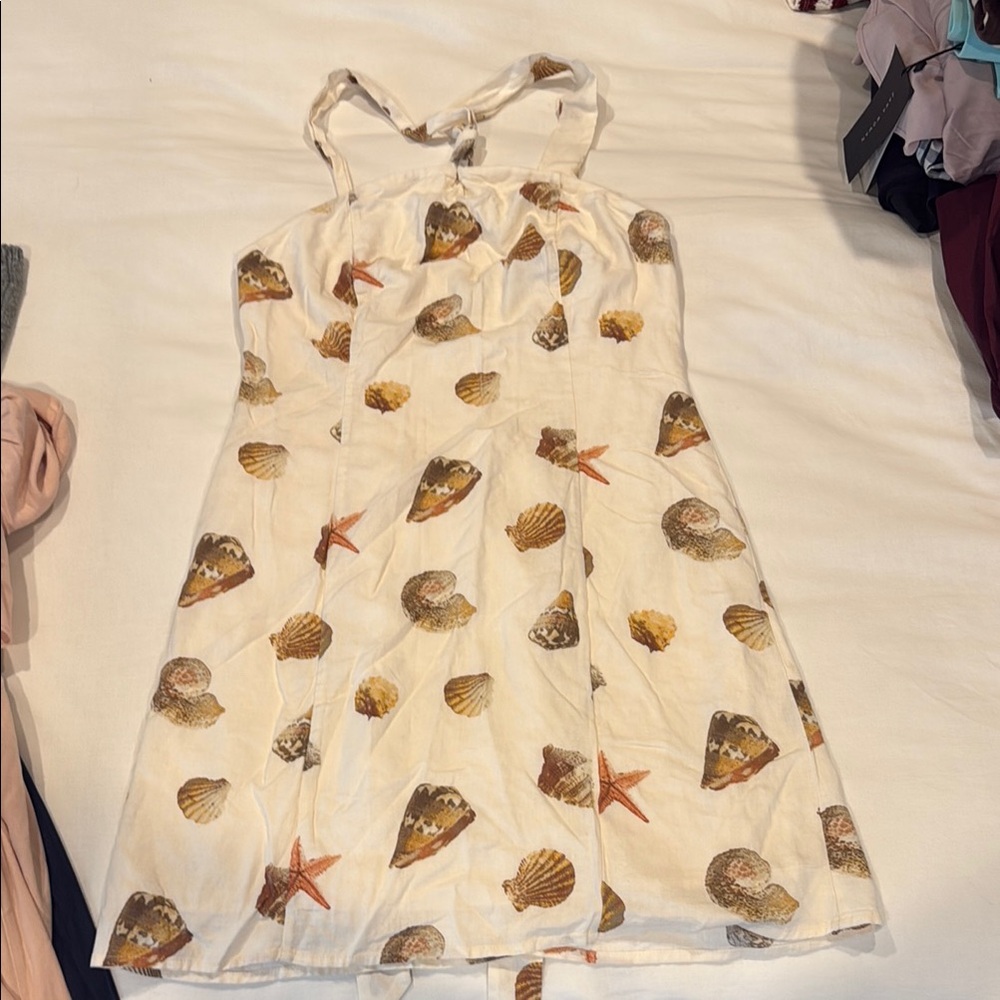 Target Cream and Brown Sleeveless Halter Sundress